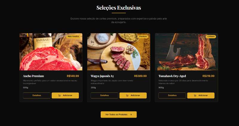 Luxury Meat — seção 3 do projeto desenvolvido pela Axolutions