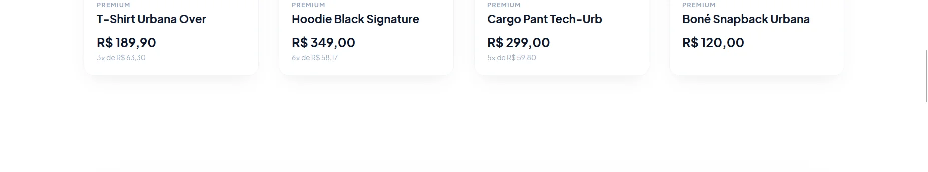 Urbana Store — seção 5 do projeto desenvolvido pela Axolutions