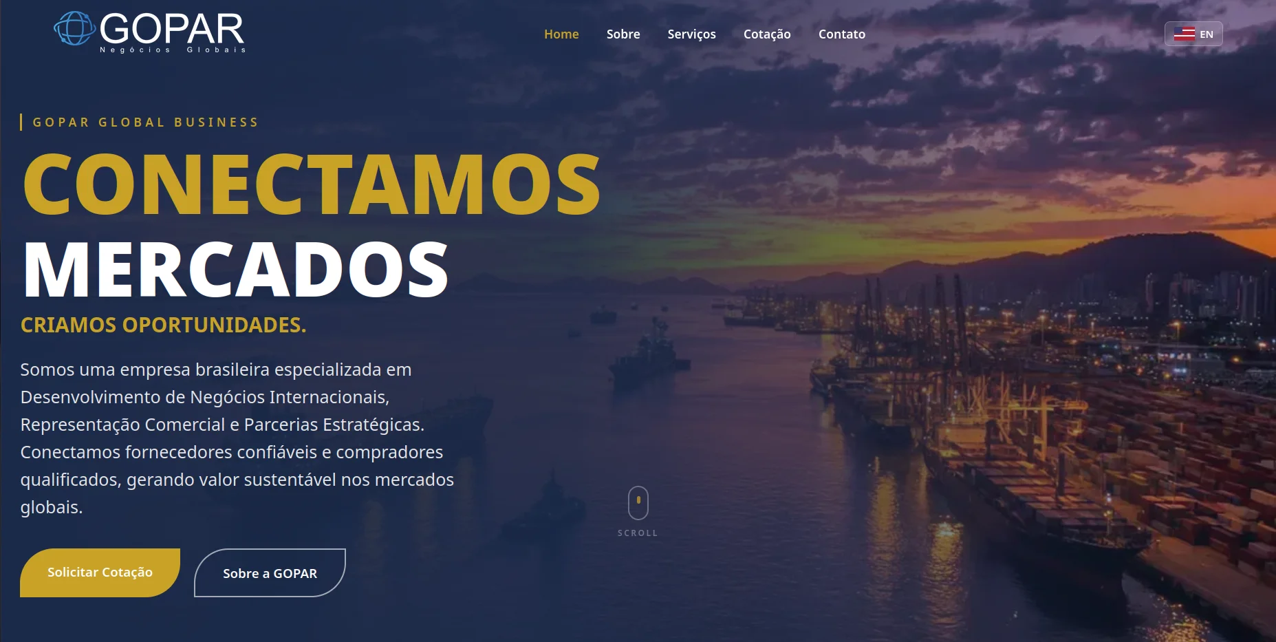 Gopar - Comercios Globais — seção 1 do projeto desenvolvido pela Axolutions