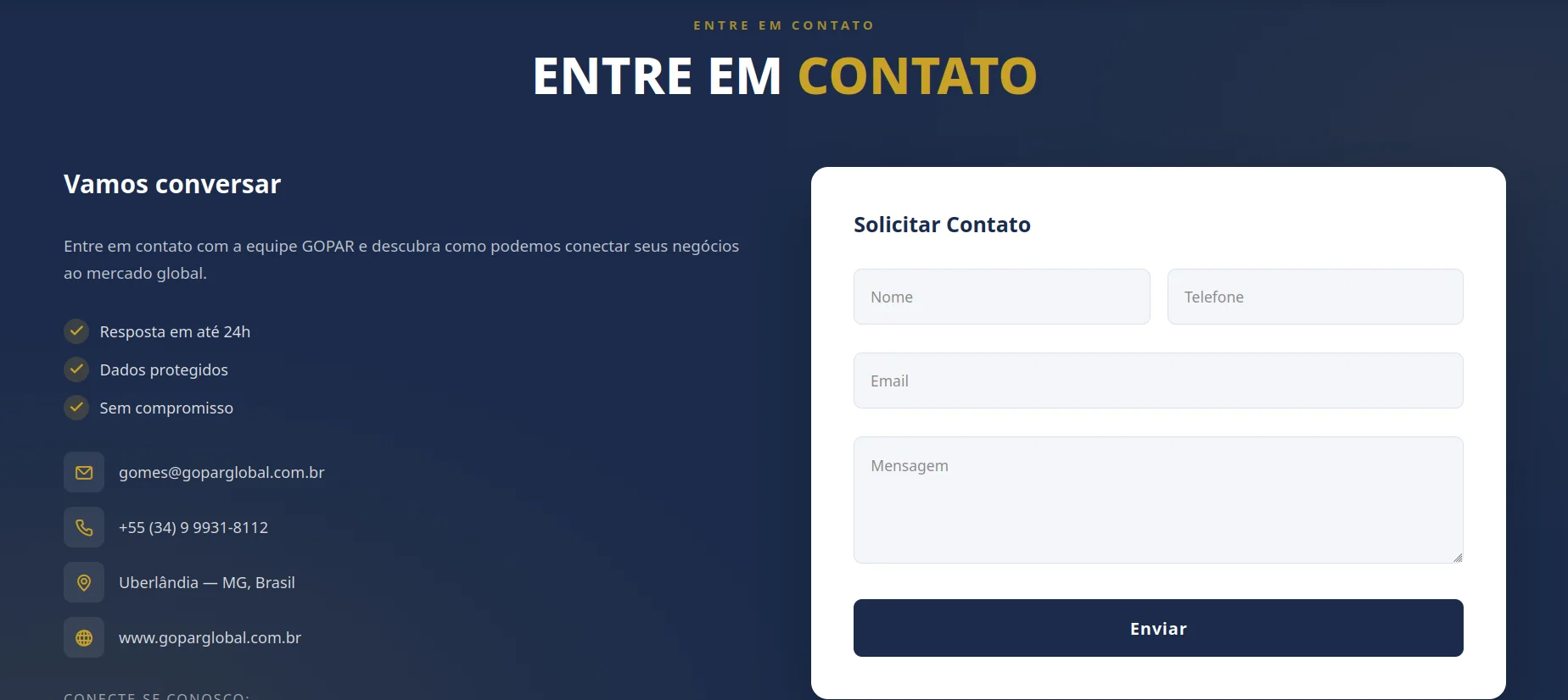 Gopar - Comercios Globais — seção 12 do projeto desenvolvido pela Axolutions