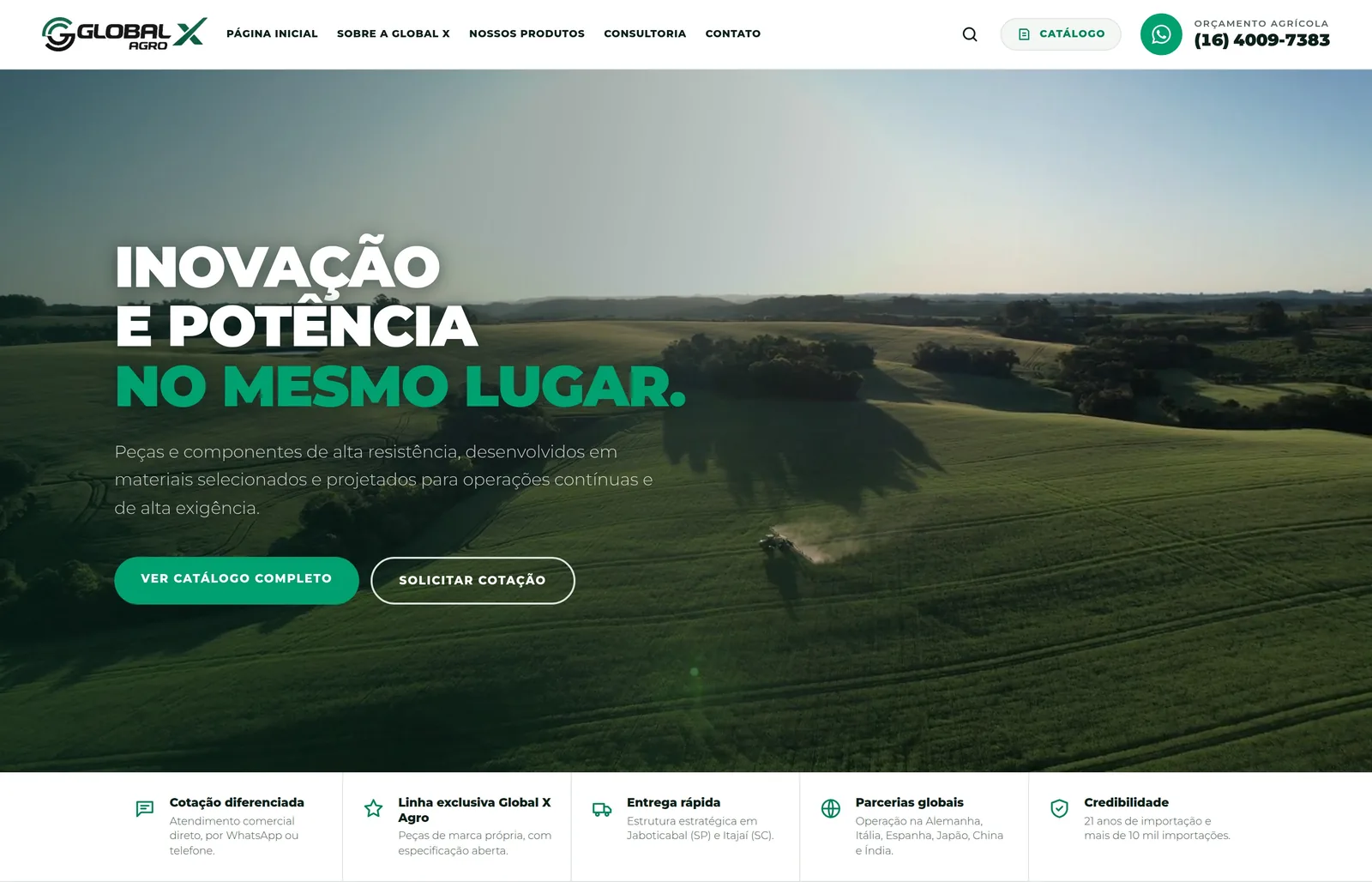 Página inicial do projeto Global X Agro desenvolvido pela Axolutions