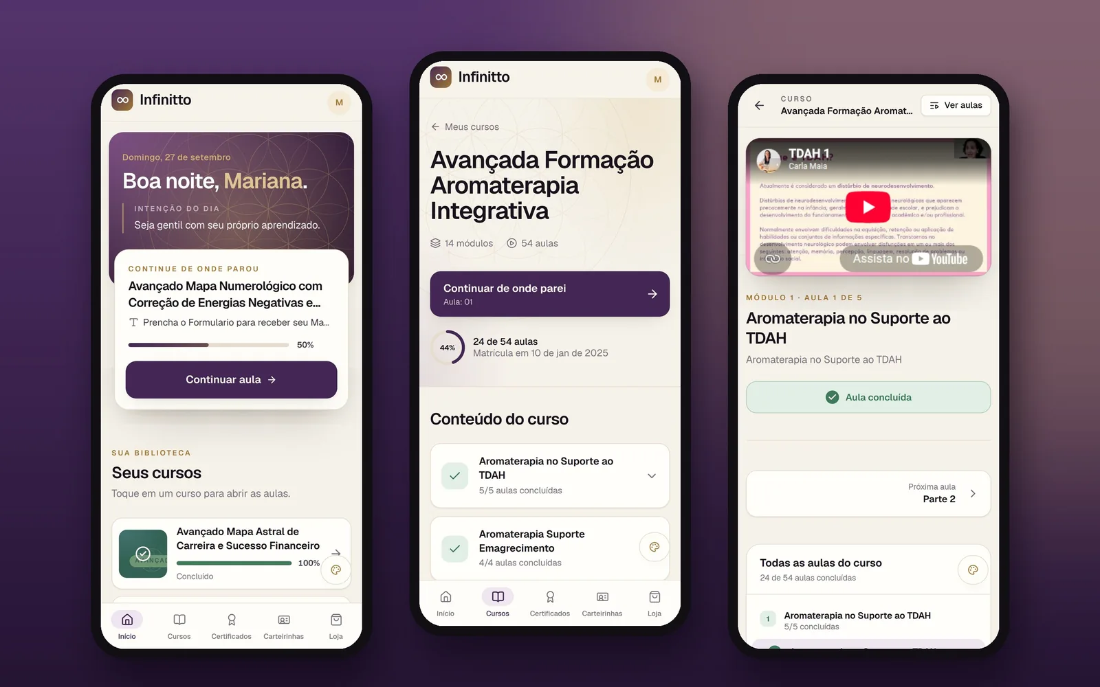 Infinitto · Área de Membros — seção 5 do projeto desenvolvido pela Axolutions