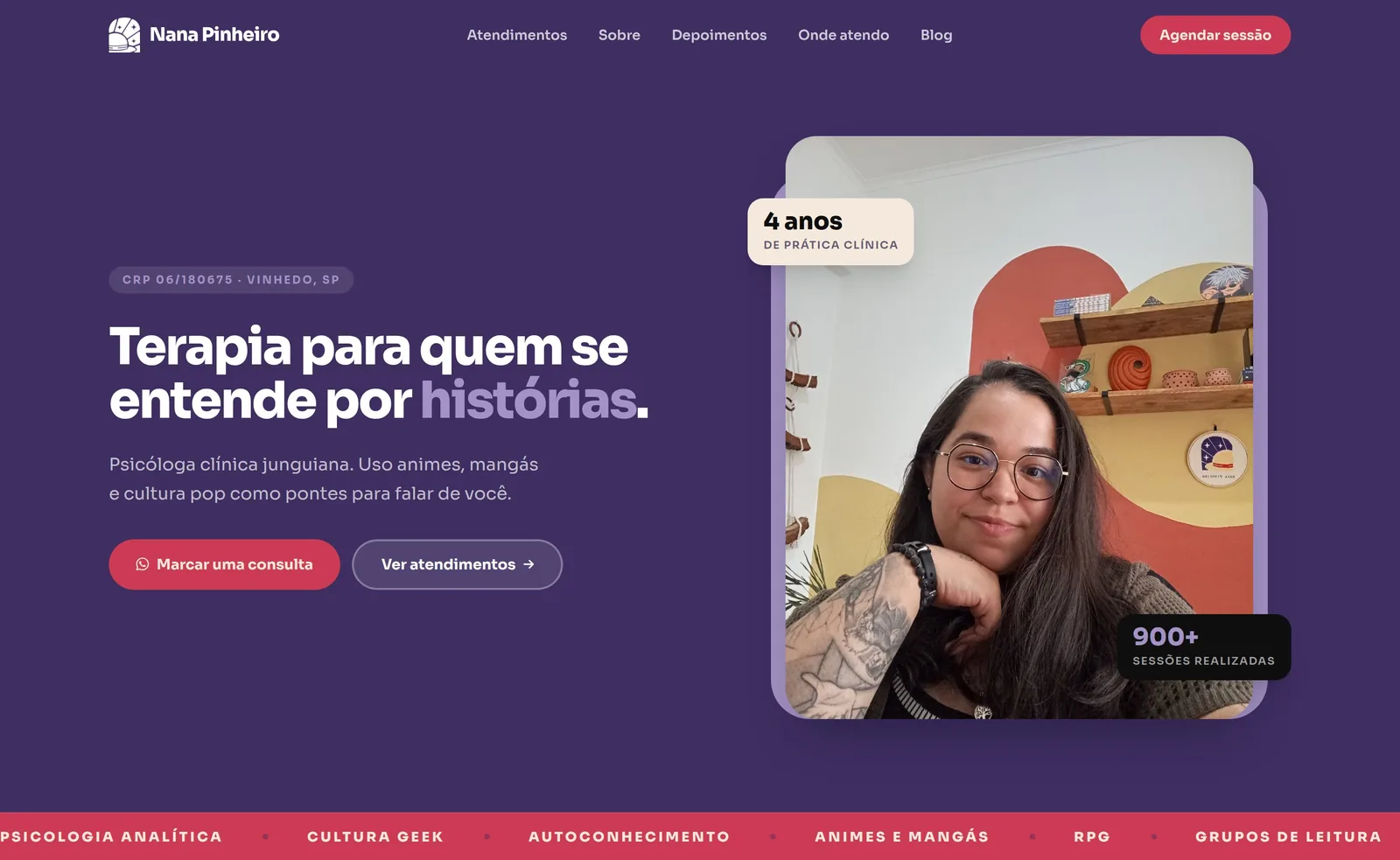 Nana Pinheiro · Psicóloga — seção 1 do projeto desenvolvido pela Axolutions