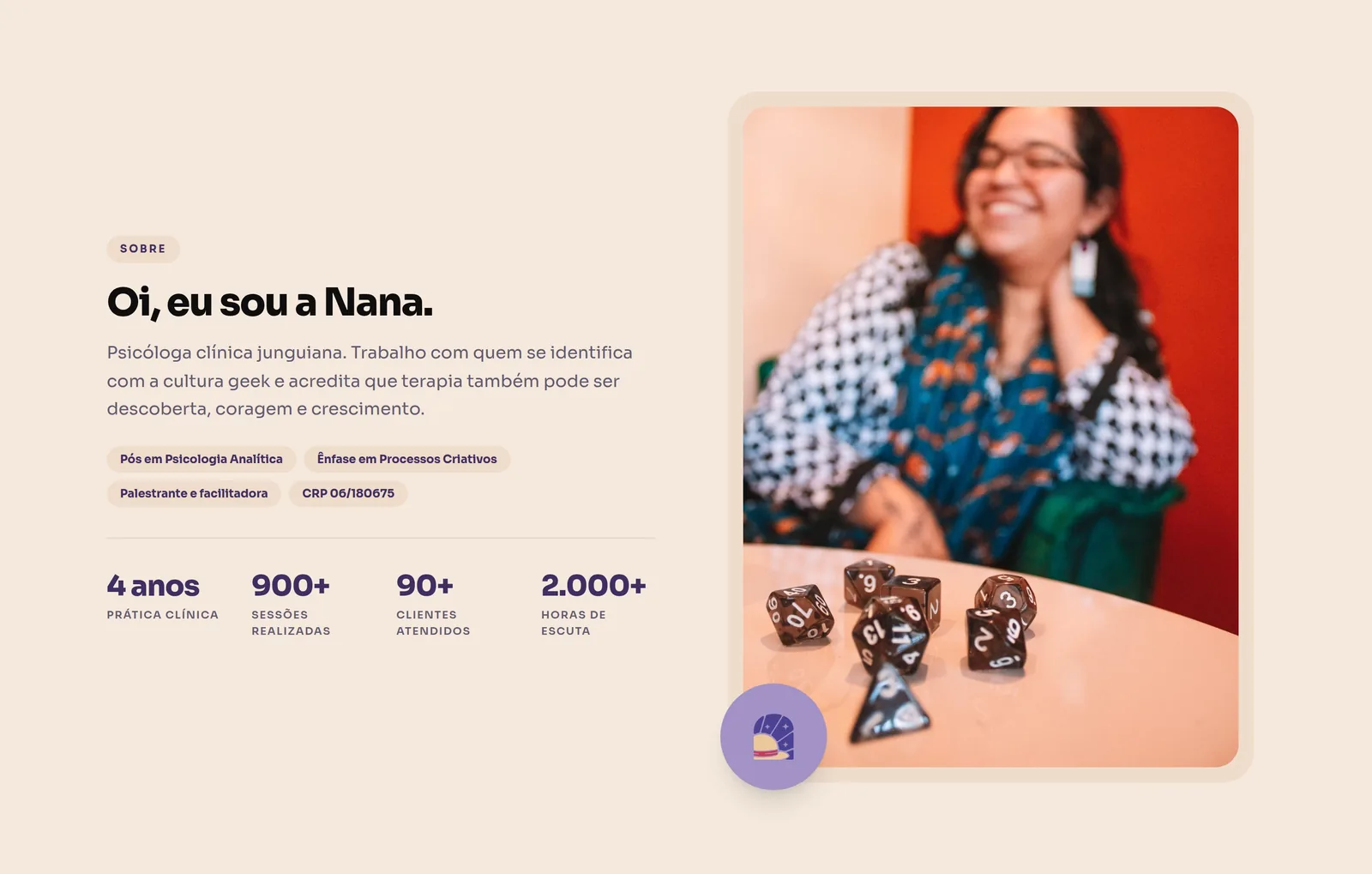 Nana Pinheiro · Psicóloga — seção 4 do projeto desenvolvido pela Axolutions