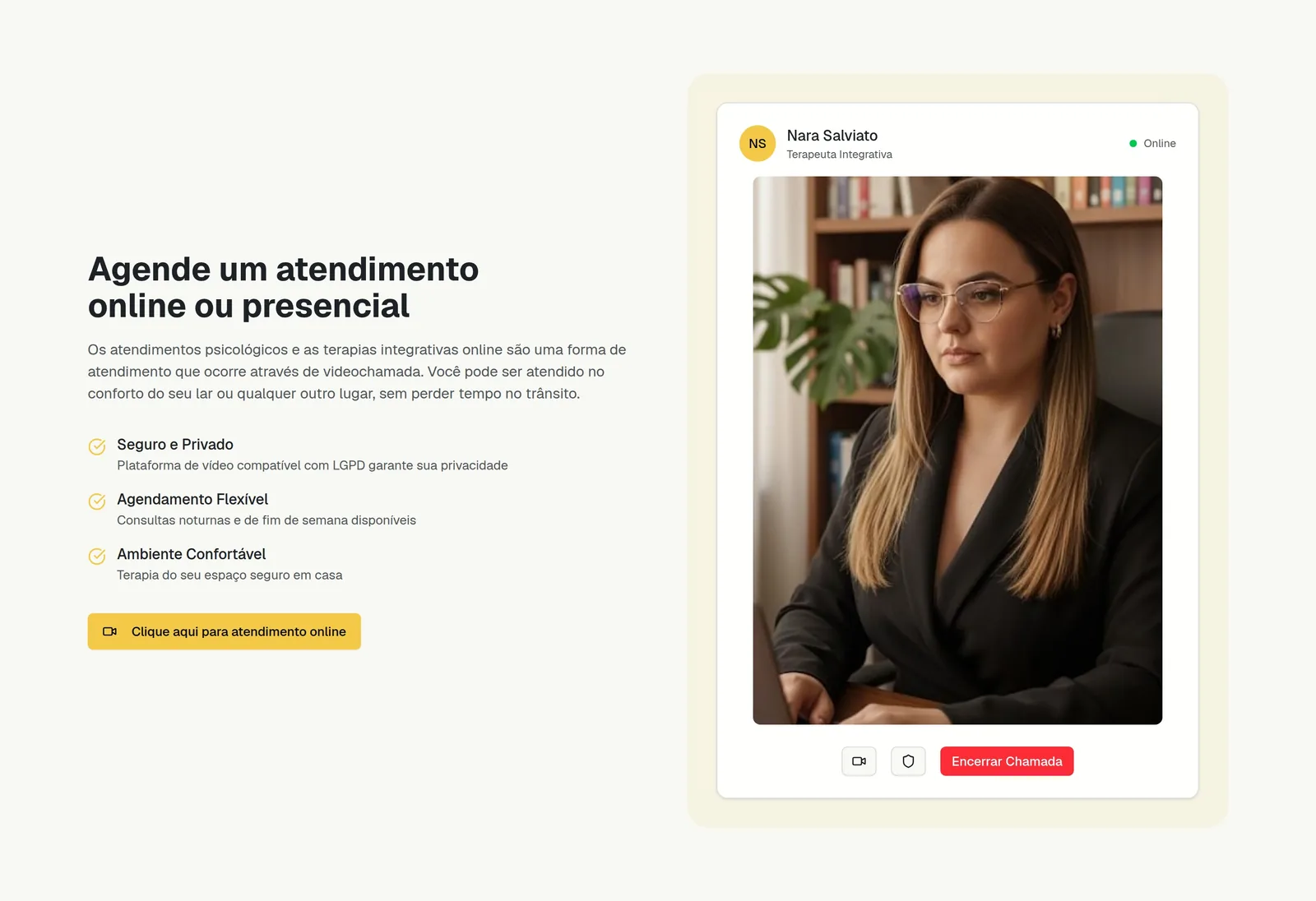 Nara Salviato · Terapias Integrativas — seção 5 do projeto desenvolvido pela Axolutions