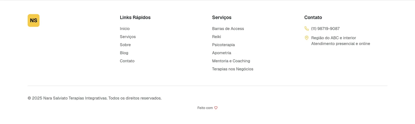 Nara Salviato · Terapias Integrativas — seção 9 do projeto desenvolvido pela Axolutions