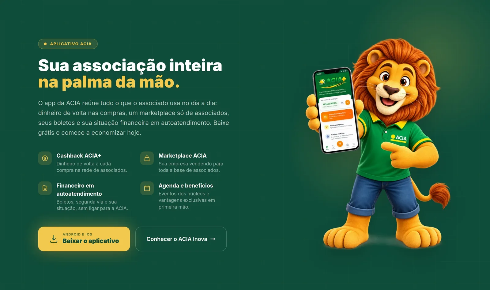 ACIA · Associação Comercial de Araguari — seção 3 do projeto desenvolvido pela Axolutions