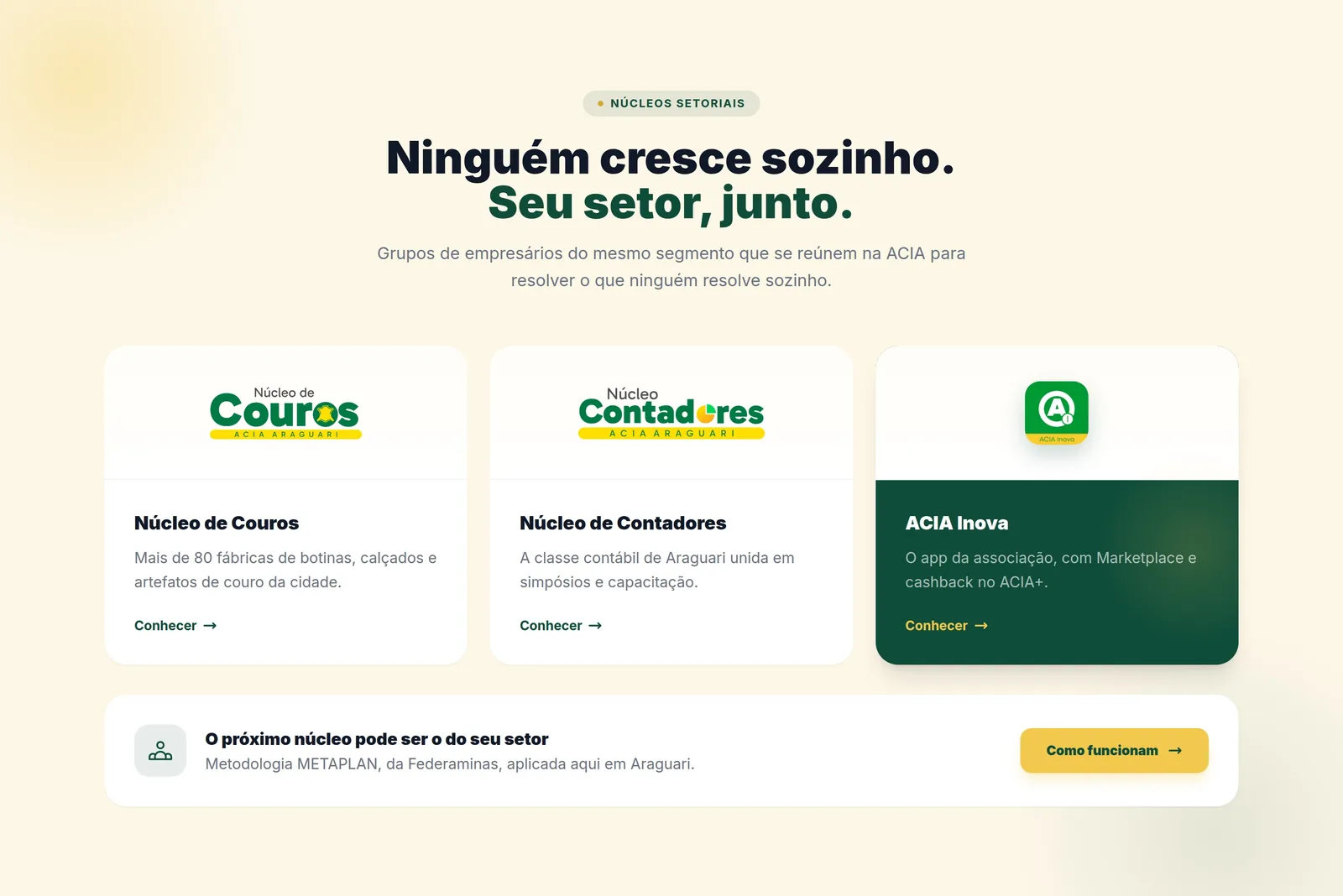 ACIA · Associação Comercial de Araguari — seção 4 do projeto desenvolvido pela Axolutions