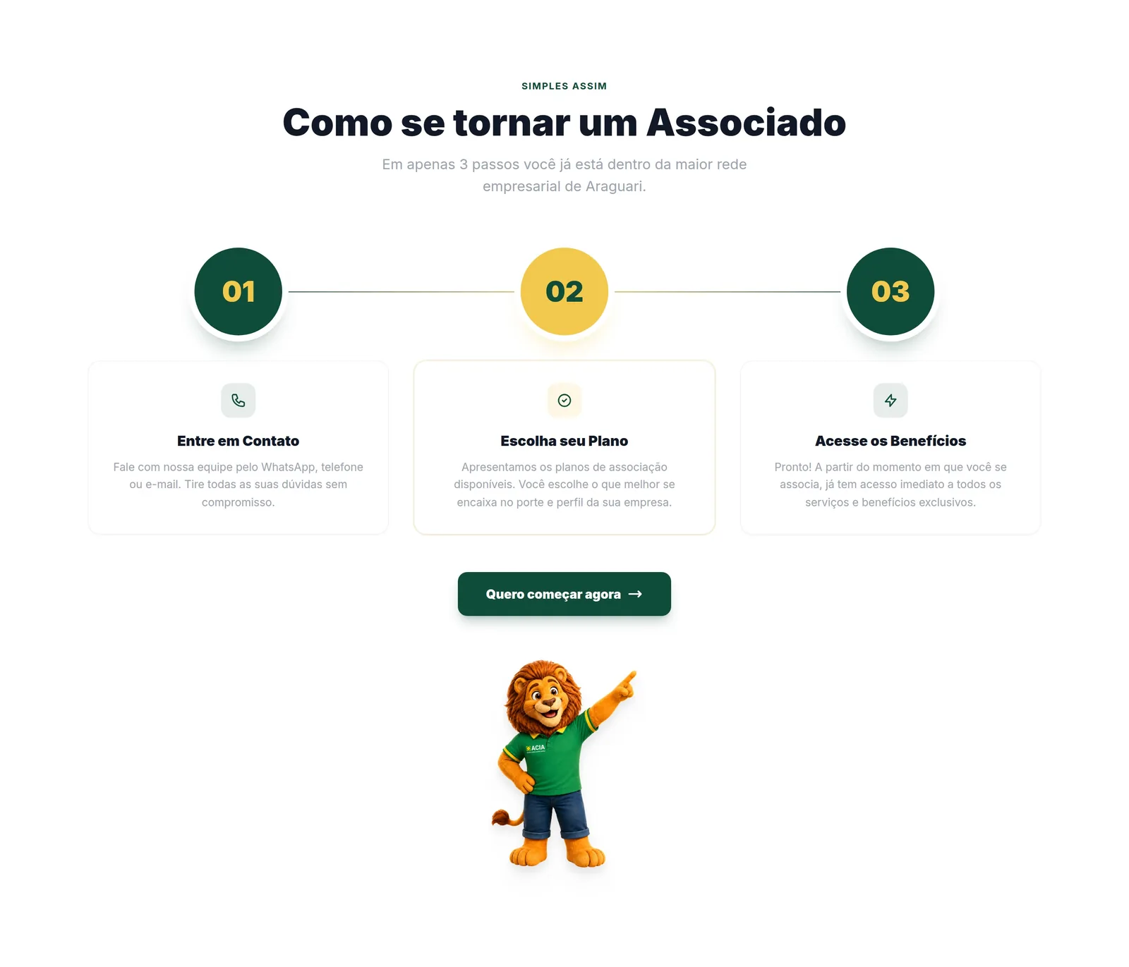ACIA · Associação Comercial de Araguari — seção 6 do projeto desenvolvido pela Axolutions