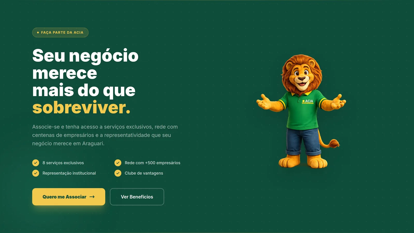 ACIA · Associação Comercial de Araguari — seção 7 do projeto desenvolvido pela Axolutions