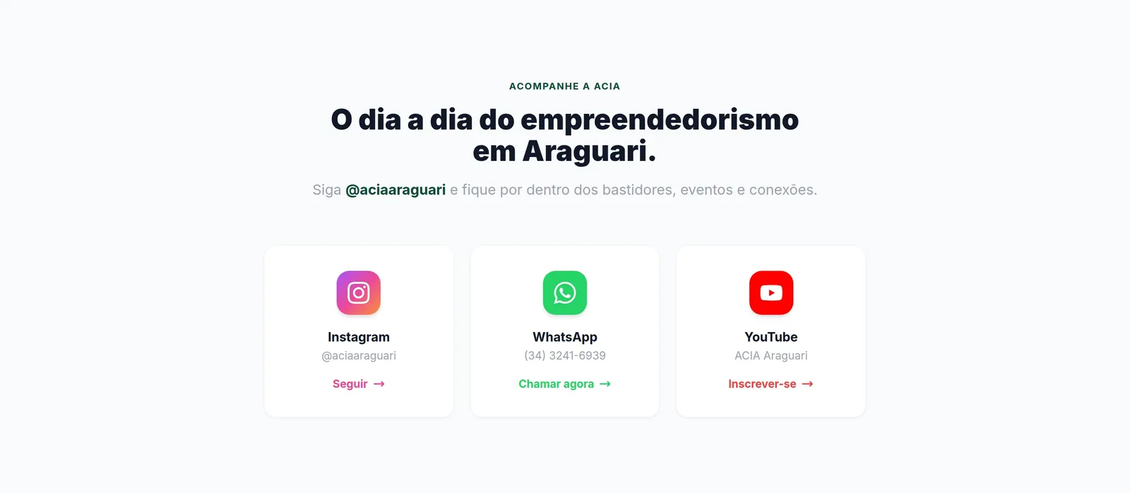 ACIA · Associação Comercial de Araguari — seção 9 do projeto desenvolvido pela Axolutions