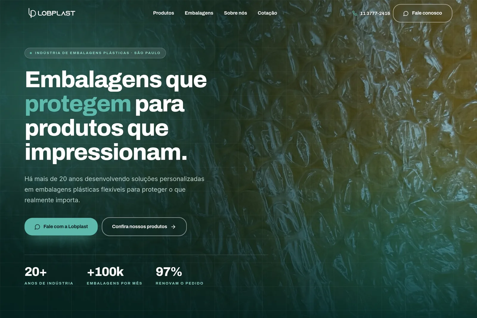 Lobplast Embalagens — seção 1 do projeto desenvolvido pela Axolutions