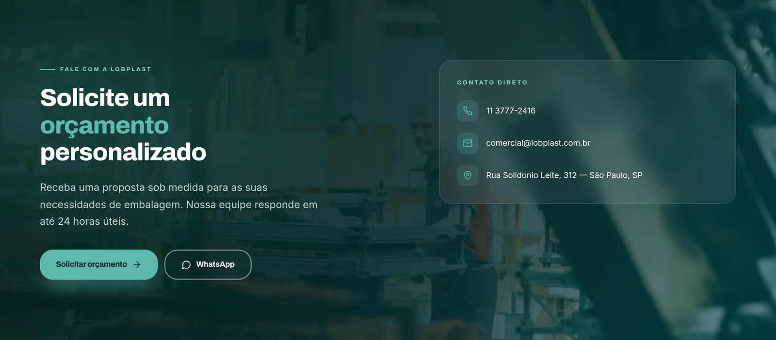 Lobplast Embalagens — seção 6 do projeto desenvolvido pela Axolutions